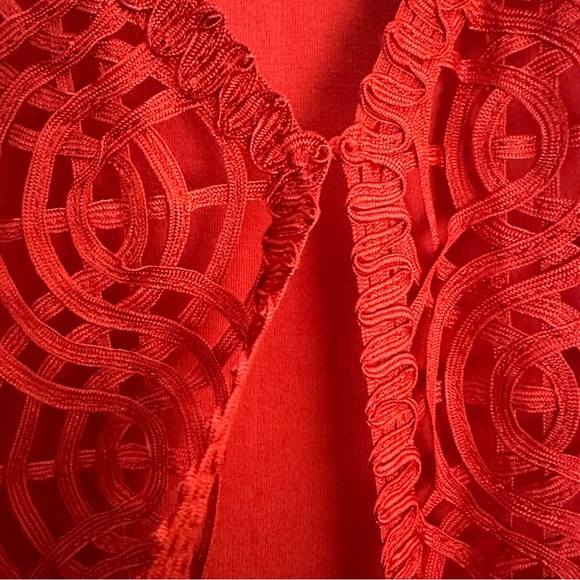 Chico's Travelers Soutache Cardigan Jacket Island Coral XL - Picture 4 of 12